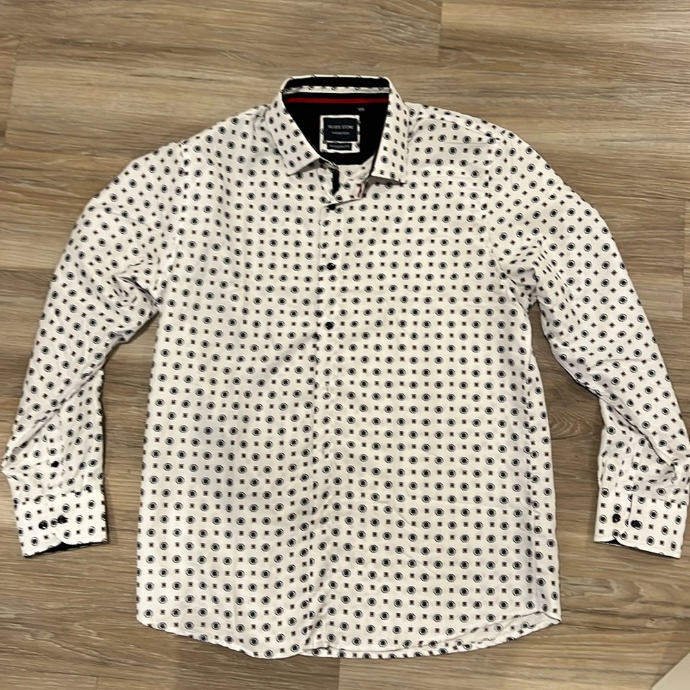 Silver Stone Geo Collection Men Modern Fit Button Down Long Sleeve Size XL